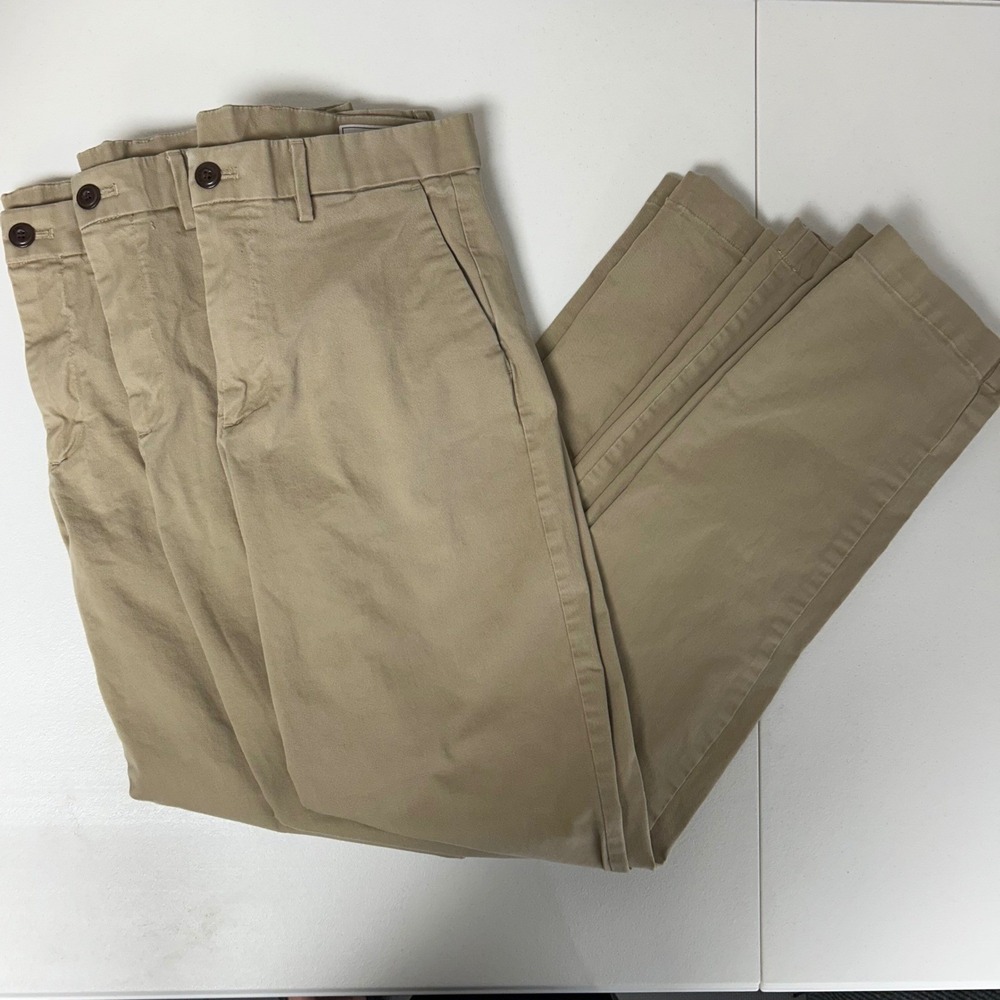 Lot of 3 Gap Slim Performance‎ Chinos Mens 31x34 Khaki Stretch Cotton Pants